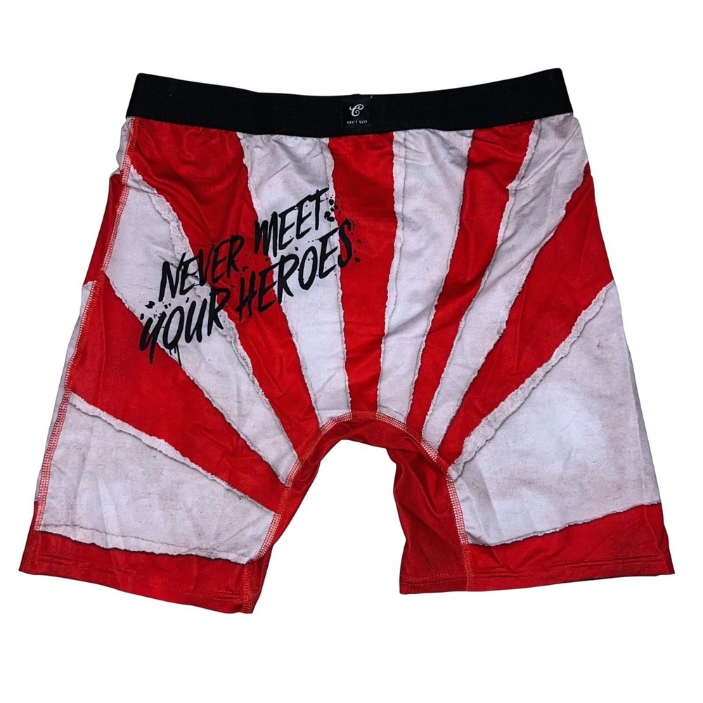 The Boys Never Meet Your Heroes Red Stripe Boxer Briefs Mens Medium (30-32) NEW - Picture 2 of 11